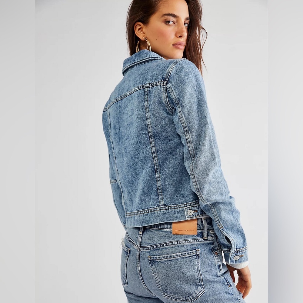 Free People Rumors Denim Jean Jacket Light Indigo - Picture 3 of 5